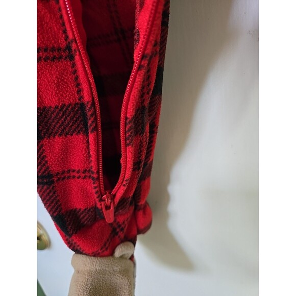 Carter's Bear Fleece PJ Footie Sleeper Toddler Buffalo Plaid Red 2T Christmas - Picture 9 of 11